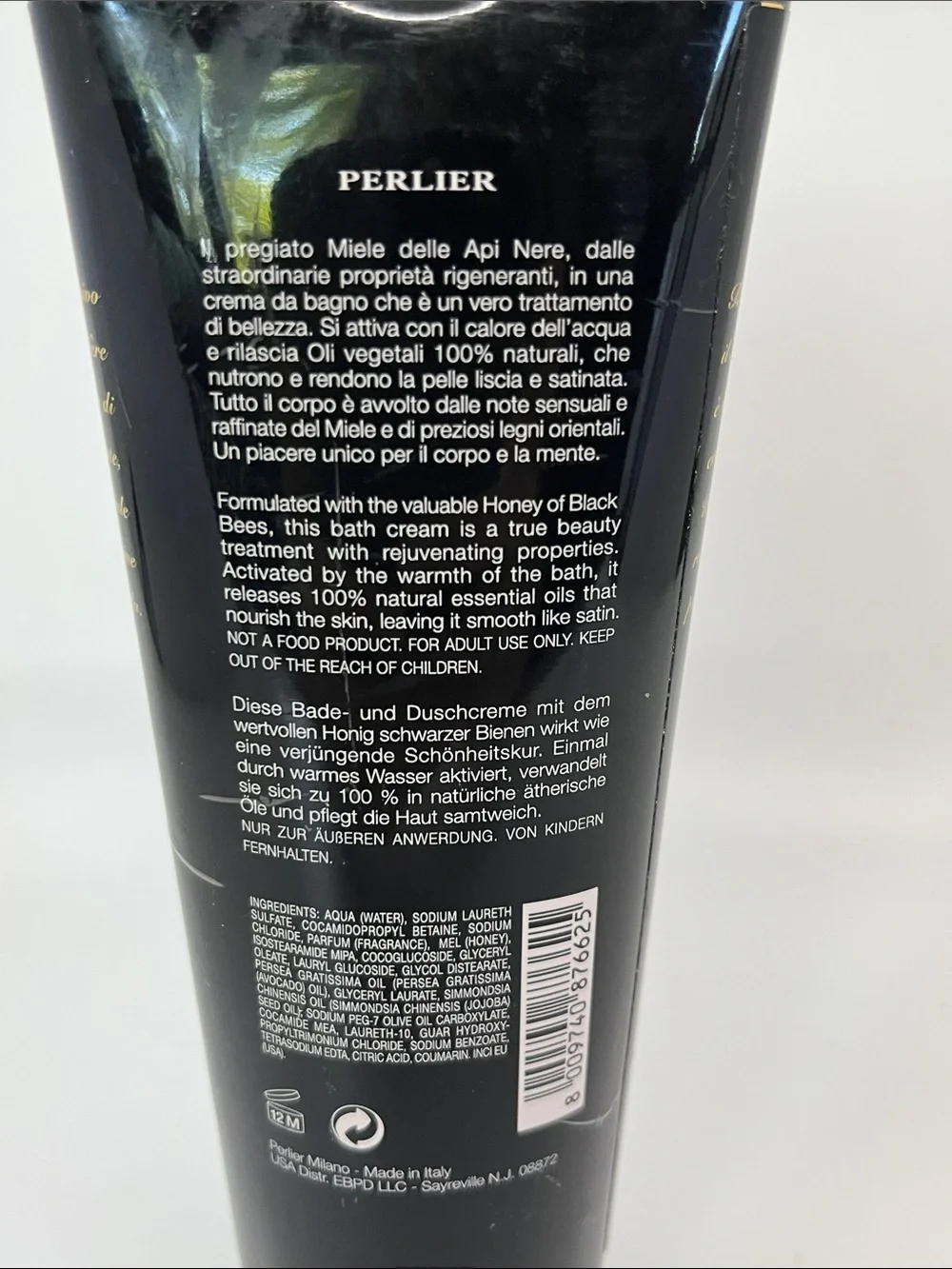 Perlier Imperial Honey Marvellous Bath Cream - 8.4 Oz.